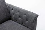 Stanton 80"W Dark Gray Linen Sofa with Tufted Arms