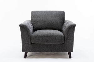 Stanton 36.5"W Dark Gray Linen Chair with Tufted Arms