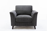 Stanton 80"W Dark Gray Linen Sofa Loveseat Chair Living Room Set