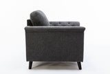 Stanton 36.5"W Dark Gray Linen Chair with Tufted Arms