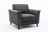 Stanton 36.5"W Dark Gray Linen Chair with Tufted Arms