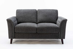 Stanton 61"W Dark Gray Linen Loveseat with Tufted Arms