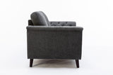 Stanton 61"W Dark Gray Linen Loveseat with Tufted Arms