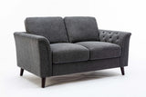 Stanton 80"W Dark Gray Linen Sofa Loveseat Chair Living Room Set