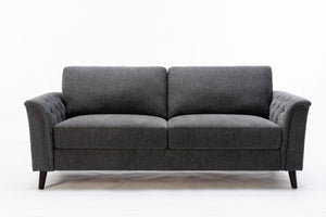 Stanton 80"W Dark Gray Linen Sofa with Tufted Arms