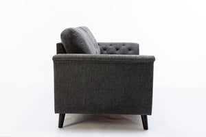 Stanton 80"W Dark Gray Linen Sofa with Tufted Arms