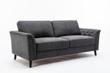 Stanton 80"W Dark Gray Linen Sofa Loveseat Chair Living Room Set