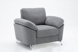 Villanelle 83.5"W Light Gray Linen Sofa Loveseat Chair Living Room Set