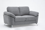 Villanelle 83.5"W Light Gray Linen Sofa Loveseat Living Room Set