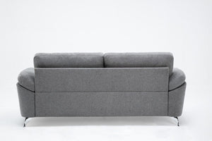 Villanelle 83.5"W Light Gray Linen Sofa with Chrome Finish Legs