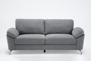 Villanelle 83.5"W Light Gray Linen Sofa with Chrome Finish Legs