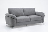 Villanelle 83.5"W Light Gray Linen Sofa Loveseat Chair Living Room Set