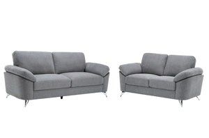 Villanelle 83.5"W Light Gray Linen Sofa Loveseat Living Room Set