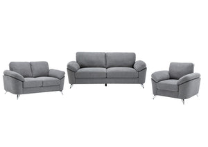 Villanelle 83.5"W Light Gray Linen Sofa Loveseat Chair Living Room Set