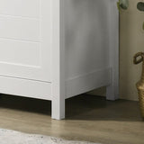 Claire 35"W White Storage Cabinet with Oak Accent Finish and Framed Slatted Panel Design