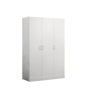 Declan 46"W White 3-Door Wardrobe Cabinet Armoire with Storage Shelves and Hanging Rod