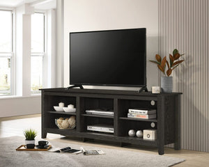 Benito Dark Gray 70"W TV Stand with Open Shelves and Cable Management