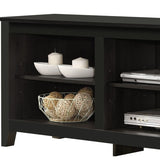 Benito Black 70"W TV Stand with Open Shelves and Cable Management