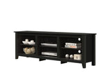 Benito Black 70"W TV Stand with Open Shelves and Cable Management