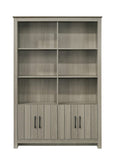 Nyla 47"W Gray Oak Bookcase Shelf with Cabinet Doors