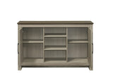 Nyla 47"W Gray Oak Console Table, Buffet Table, Sideboard with Shelves and Cabinet Doors