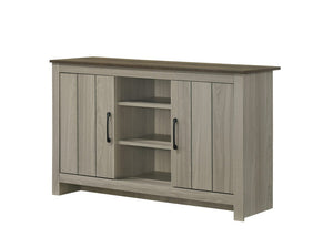 Nyla 47"W Gray Oak Console Table, Buffet Table, Sideboard with Shelves and Cabinet Doors