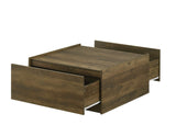 Travon 31.5"W Oak Finish Square Coffee Table with 2 Drawers