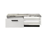 Matilda 47"W White Coffee Table with White Faux Marble Top