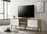 Burke 70"W White and Oak 2-Door TV Stand