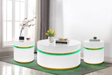 Tavita 3-Piece Round Coffee Table Set with Glass Top and LED Lights