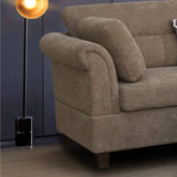 Diego 103.5"W Brown Fabric Sectional Sofa with Right Facing Chaise, Storage Ottoman, and 2 Accent Pillows