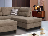 Diego 103.5"W Brown Fabric Sectional Sofa with Right Facing Chaise, Storage Ottoman, and 2 Accent Pillows