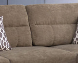 Diego 103.5"W Brown Fabric Sectional Sofa with Right Facing Chaise, Storage Ottoman, and 2 Accent Pillows