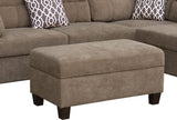 Diego 103.5"W Brown Fabric Sectional Sofa with Right Facing Chaise, Storage Ottoman, and 2 Accent Pillows