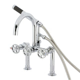 Fuller Three-Handle 2-Hole Deck Mount Clawfoot Tub Faucet with Hand Shower