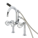 Belknap Three-Handle 2-Hole Deck Mount Clawfoot Tub Faucet with Hand Shower