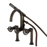 Fuller Three-Handle 2-Hole Deck Mount Clawfoot Tub Faucet with Hand Shower