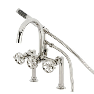 Belknap Three-Handle 2-Hole Deck-Mount Clawfoot Tub Faucet with Hand Shower