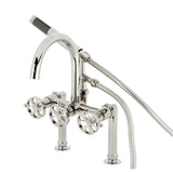 Belknap Three-Handle 2-Hole Deck Mount Clawfoot Tub Faucet with Hand Shower