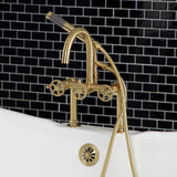 Fuller Three-Handle 2-Hole Deck Mount Clawfoot Tub Faucet with Hand Shower