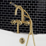 Webb Three-Handle 2-Hole Deck Mount Clawfoot Tub Faucet with Knurled Handle and Hand Shower