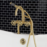 Belknap Three-Handle 2-Hole Deck Mount Clawfoot Tub Faucet with Hand Shower