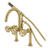 Belknap Three-Handle 2-Hole Deck Mount Clawfoot Tub Faucet with Hand Shower