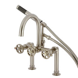 Fuller Three-Handle 2-Hole Deck Mount Clawfoot Tub Faucet with Hand Shower