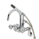 Fuller Three-Handle 2-Hole Tub Wall Mount Clawfoot Tub Faucet with Hand Shower