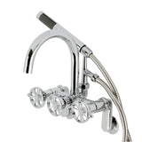 Belknap Three-Handle 2-Hole Tub Wall Mount Clawfoot Tub Faucet with Hand Shower