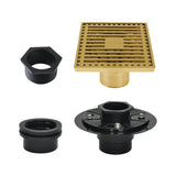 Watercourse 4-Inch Square Brass Shower Drain