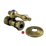 Vintage 1/2-Inch FIP x 1/2-Inch or 7/16-Inch Slip Joint Quarter-Turn Straight Shut-Off Valve with Flange