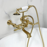 Vintage Three-Handle 2-Hole Tub Wall Mount Clawfoot Tub Faucet with Hand Shower