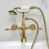 Vintage Three-Handle 2-Hole Tub Wall Mount Clawfoot Tub Faucet with Hand Shower